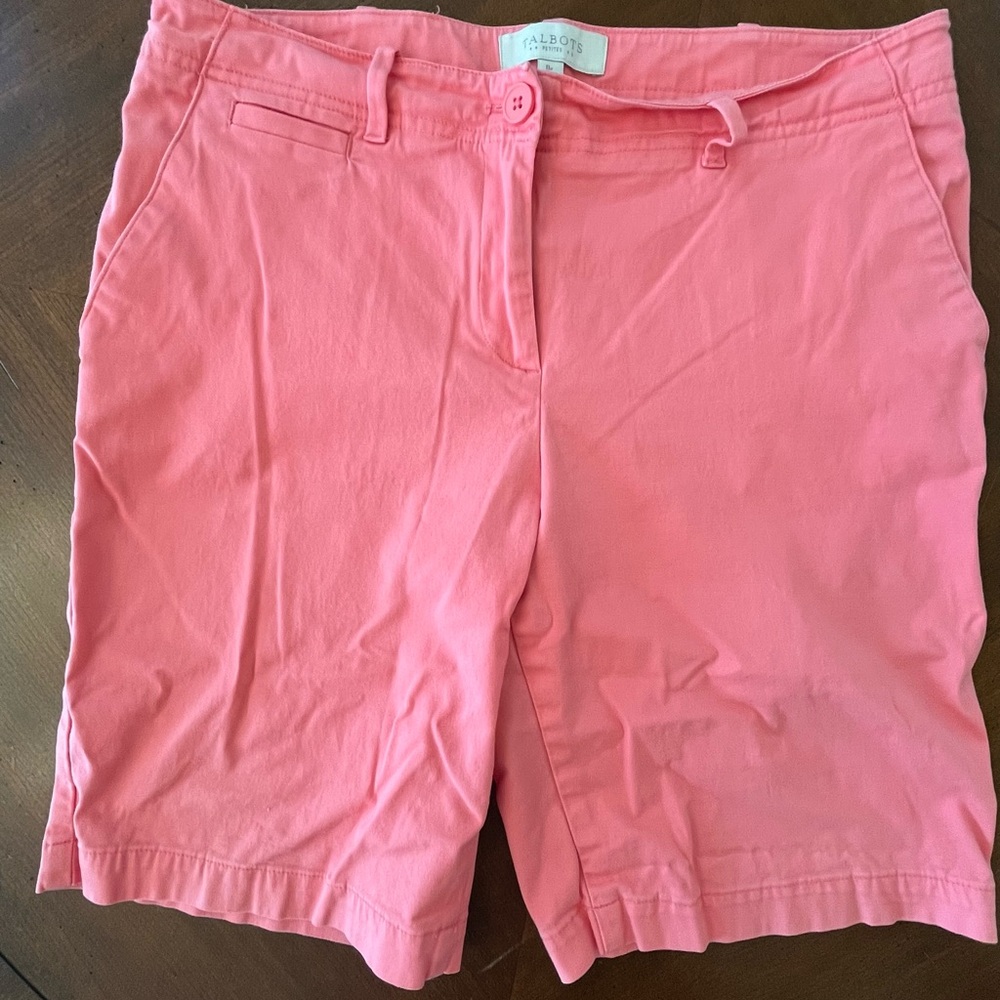 Talbots Coral Pink Cotton-Blend Bermuda Shorts